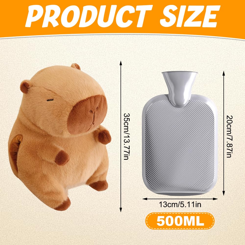 Capybara Hot Water Bottle, Plush Hand Warmer With 500ml Kids Hot Water Bottle, Animals Hot Water Bottles Can Warm Hands And Feet, For Kids, Babies - View #6