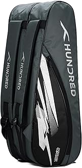 HUNDRED Cosmogear Badminton Kit-bag (Size: Large) | Double Zipper | Bag with Front Zipper Pocket | Material: Polyester| Padded Back Straps | Easy-Carry Handle