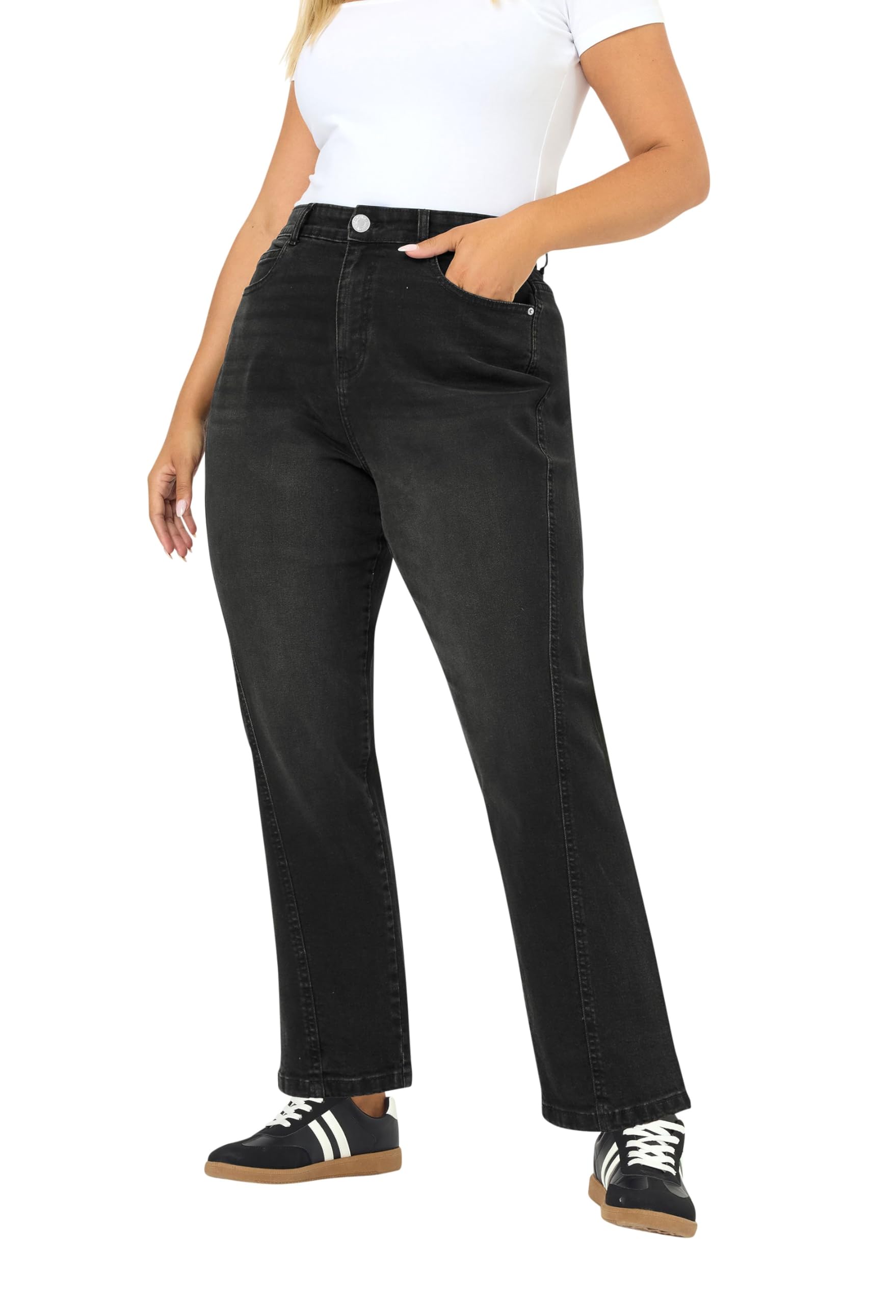 Yours Women's Black Carrot Leg Jeans In Size 22