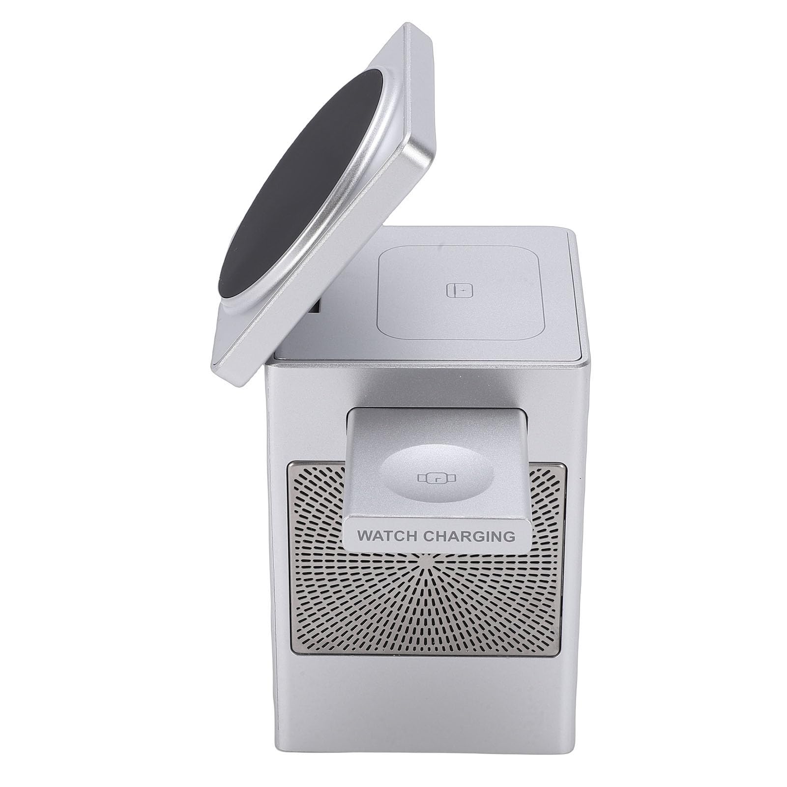 CHICIRIS Stazione di Ricarica Wireless, Materiale ABS, Altoparlante Bluetooth con Display Animato e funzionalità Sveglia per e Watch