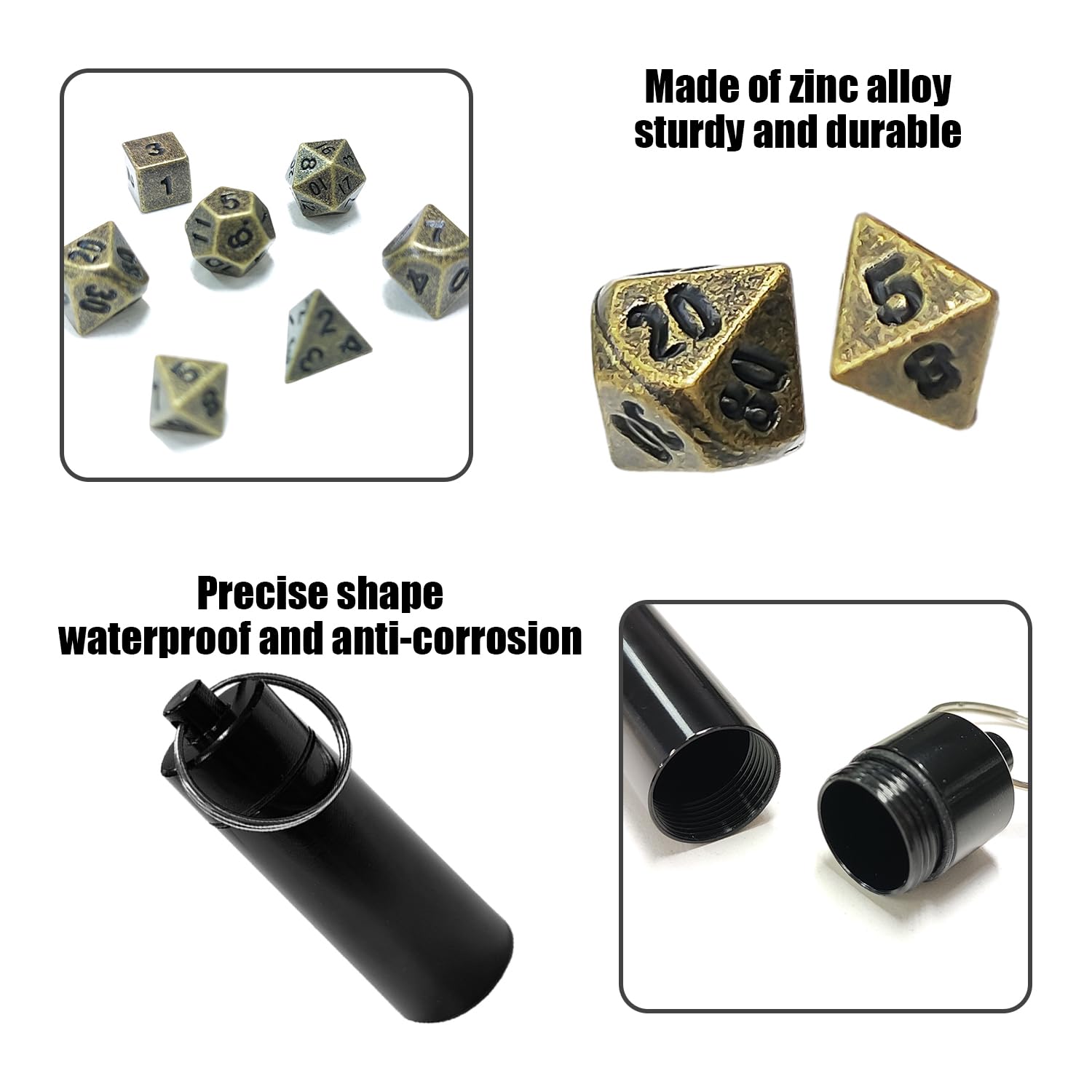 1 Mini Dice Set, 1 Piece Storage Box Keychain, Cube Dice, Cube D6 Dice, Cube Dice Set, Metal Dice, Multi-sided Dice, Digital Dice (Black) - Image 3