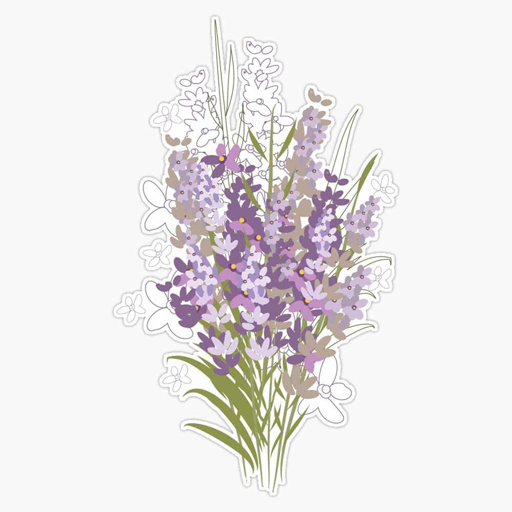 Lavender Flowers Vinyl Sticker Waterproof Bumper Sticker Laptop Window Decal 5"