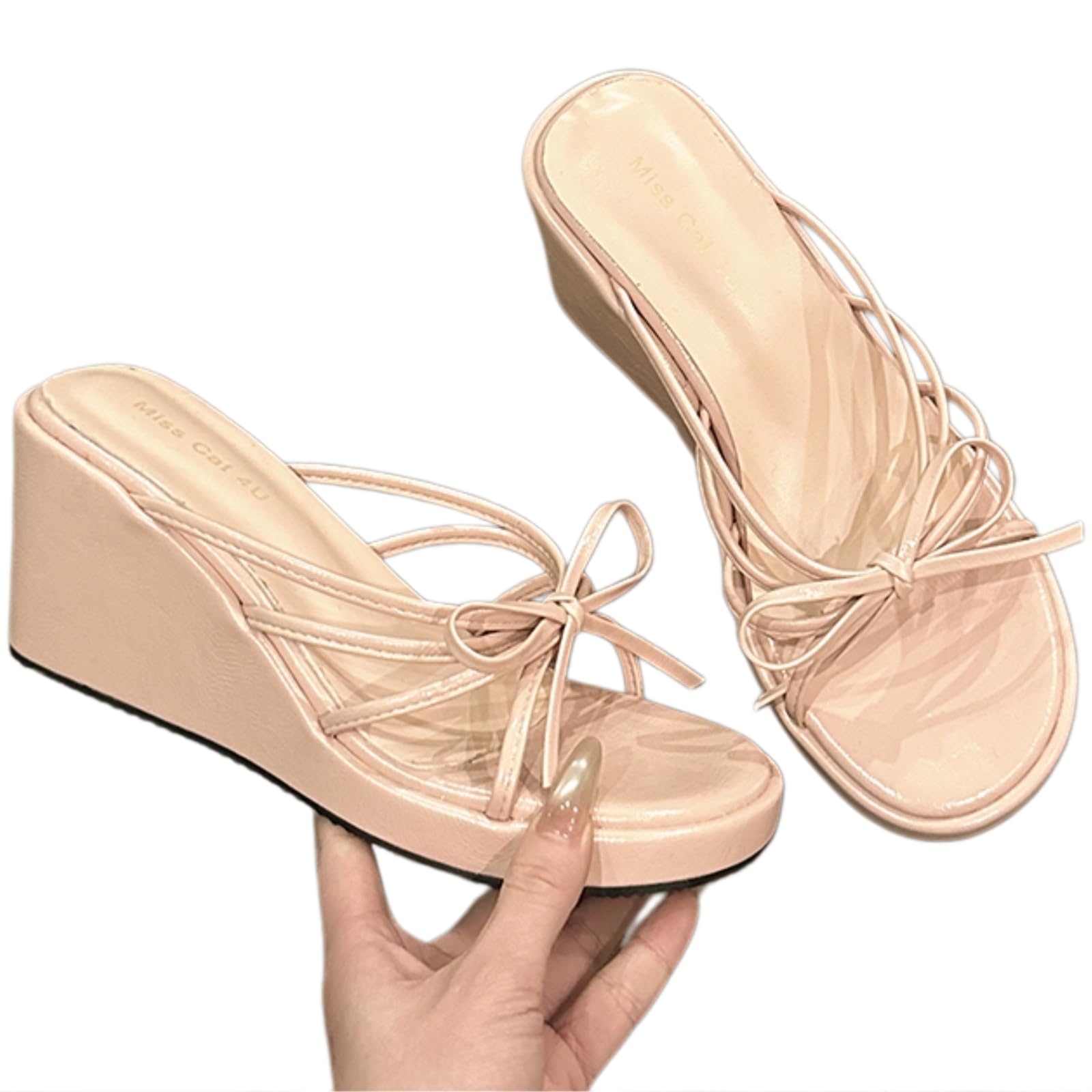 Pantoufles Femmes Blanche à Talon Compensé de 7cm pour Style Décontracté