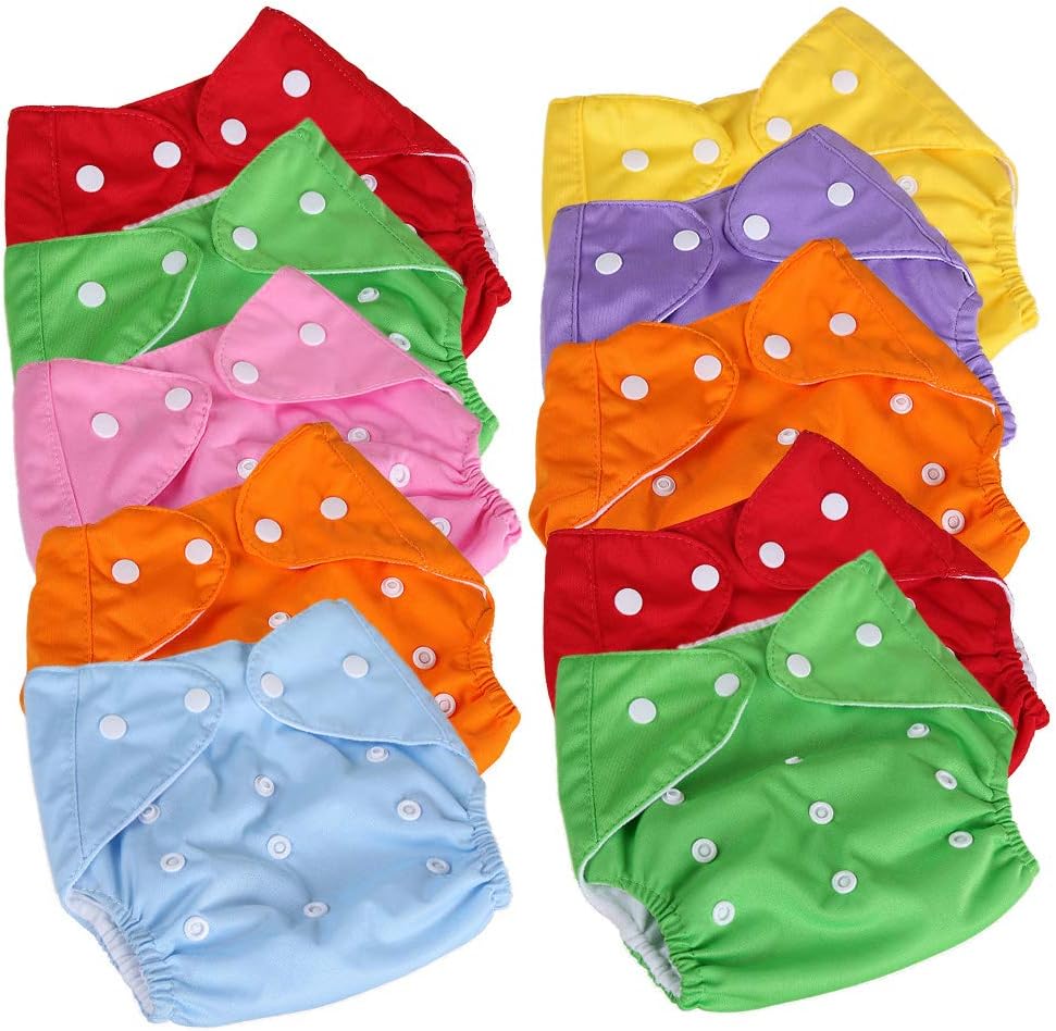 Cloth Diapers, Baby Diaper Cover Baby Pocket Cloth 10PCS Adjustable Reusable Washable Waterproof Breathable Baby Cloth Diapers for Toddler Infant Newborn Baby Boys Gilrs