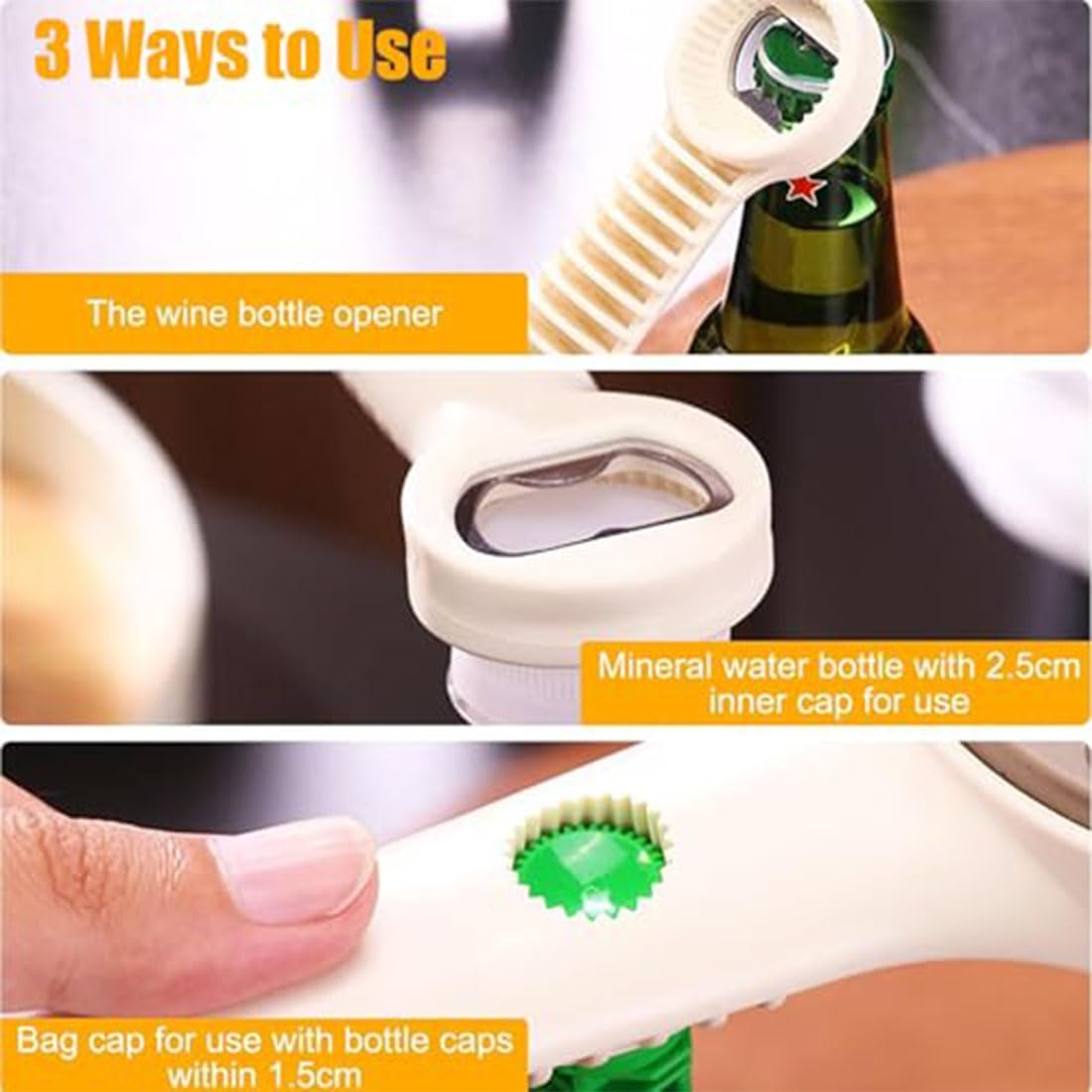 4-in-1 Adjustable Stainless Steel Jar Opener, Multi-purpose Retractable Can Openers for Seniors with Handle, Multi Size Lid Openeres for Jars Cans Wine Bottles,Home Kitchen Helper (2pcs,Gray)
