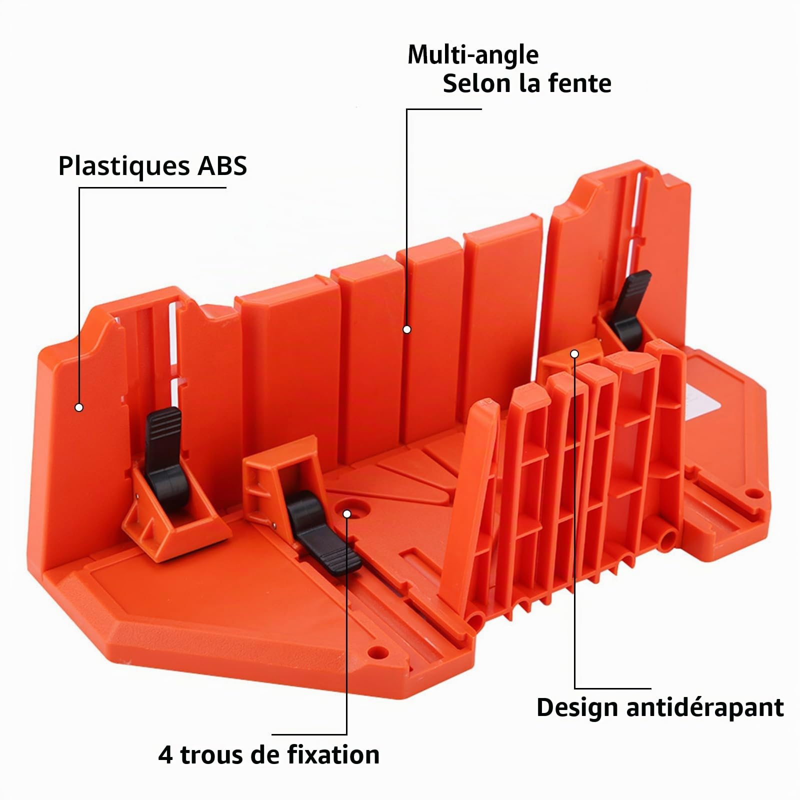 GAESHOW Boîte à onglets en plastique, outil de coupe, 35,5 cm, avec pince, outil de matériel, scie à main pour travaux architecturaux, coupe du bois et artisans