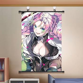 おう　鬼滅の刃 甘露寺蜜璃 牛角トング　胡蝶しのぶ　タペストリー おう 鬼滅の刃 甘露寺蜜璃 牛角トング 胡蝶しのぶ タペストリー M*