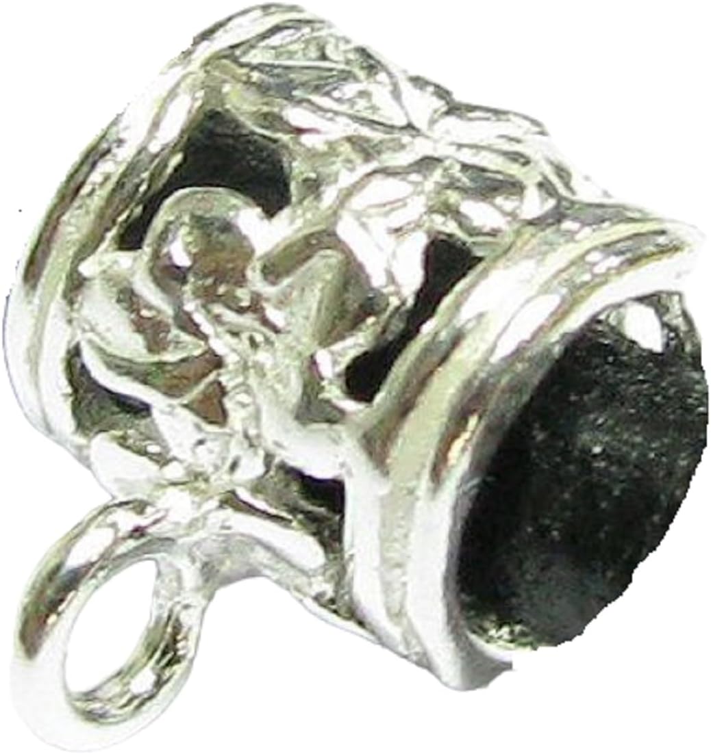 2 pcs .925 Sterling Silver Bail Pendant Charm Connector Leather 3mm Cord Flower Slider With Open Closed Loop/Findings/Bright