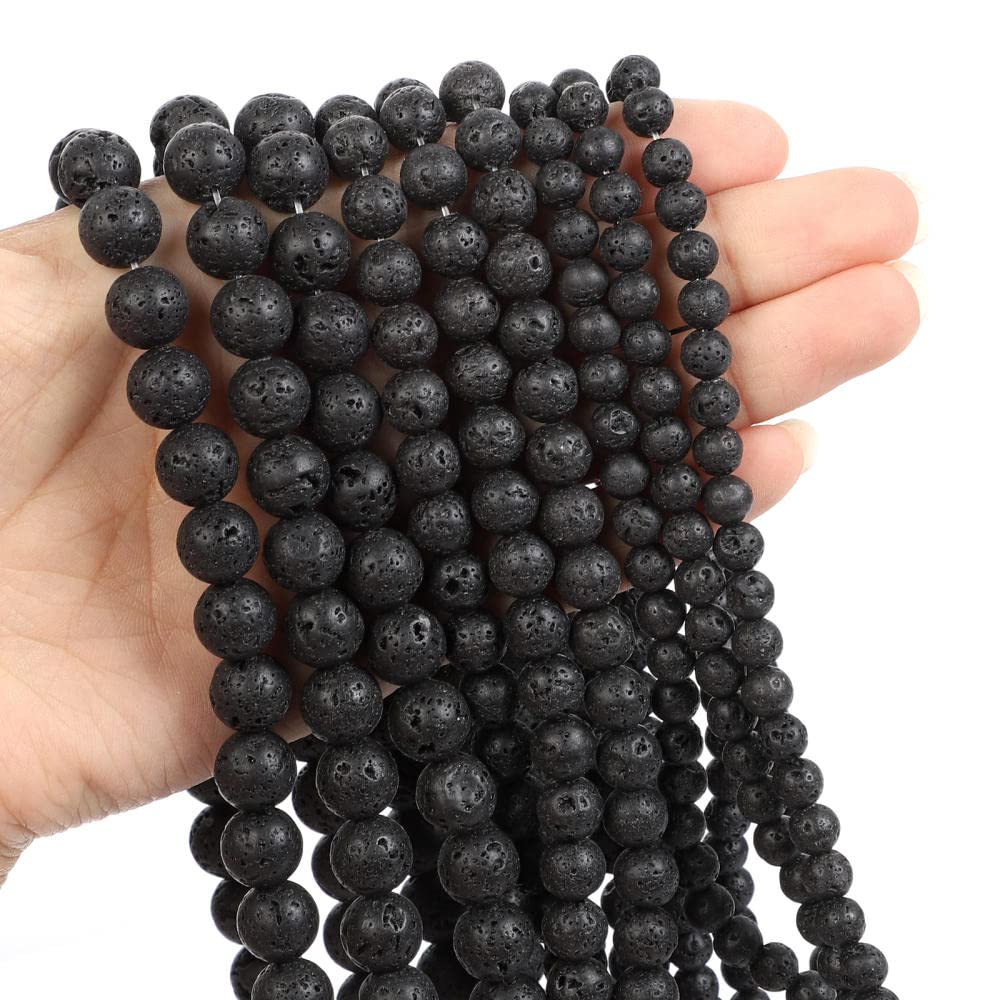 Schwarze Matte Frosted vulkanische Stein Lose Runde Perlen für DIY Armband Schmuck Machen 0/6/8/10 / 12mm-Schwarz_12mm- ca. 30 stücke
