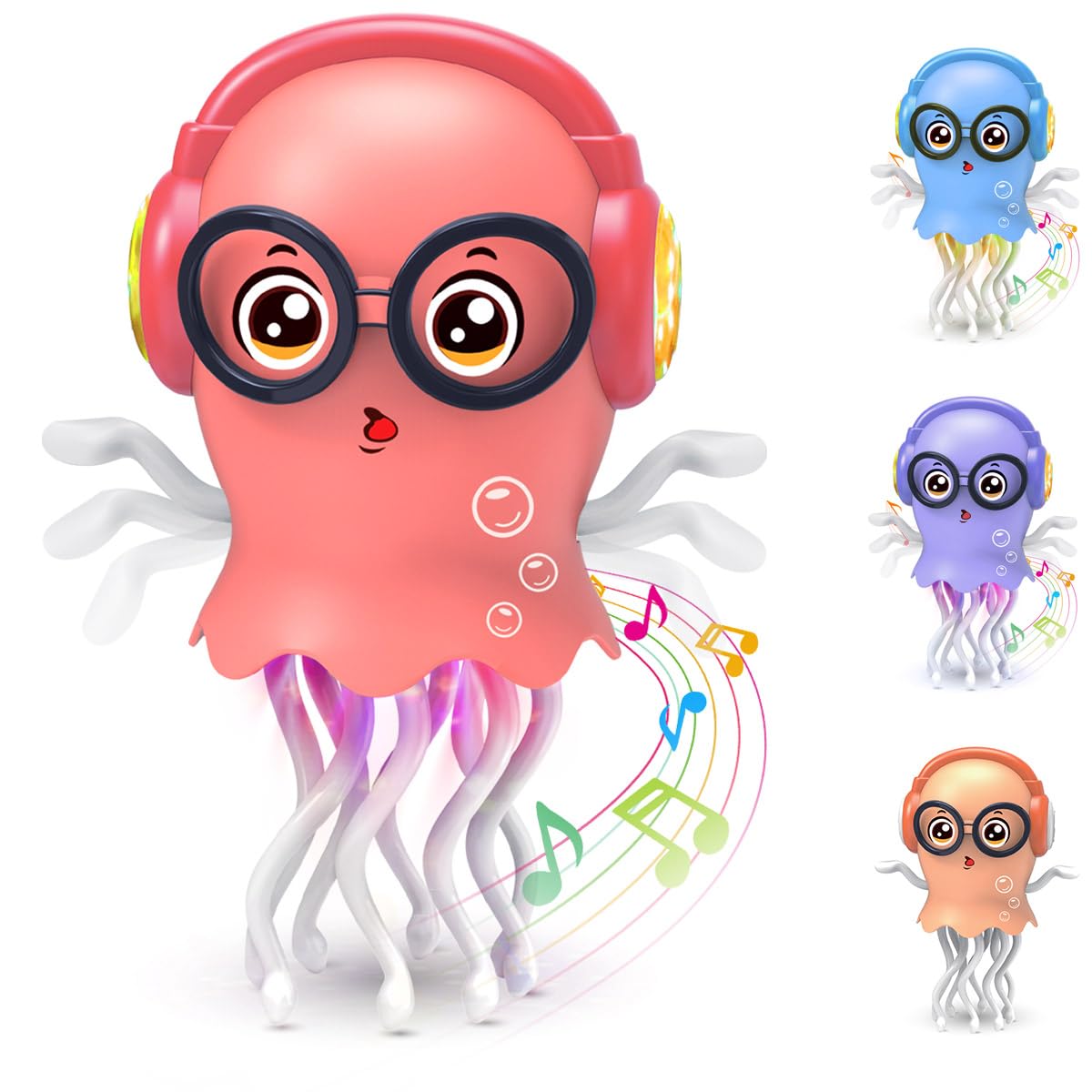 Zonopy - Giocattolo per medusa ballerina per bambini, giocattolo elettrico con medusa strisciante, giocattolo per il tempo a testa in giù con luce e suono - giocattolo interattivo per ragazzi e