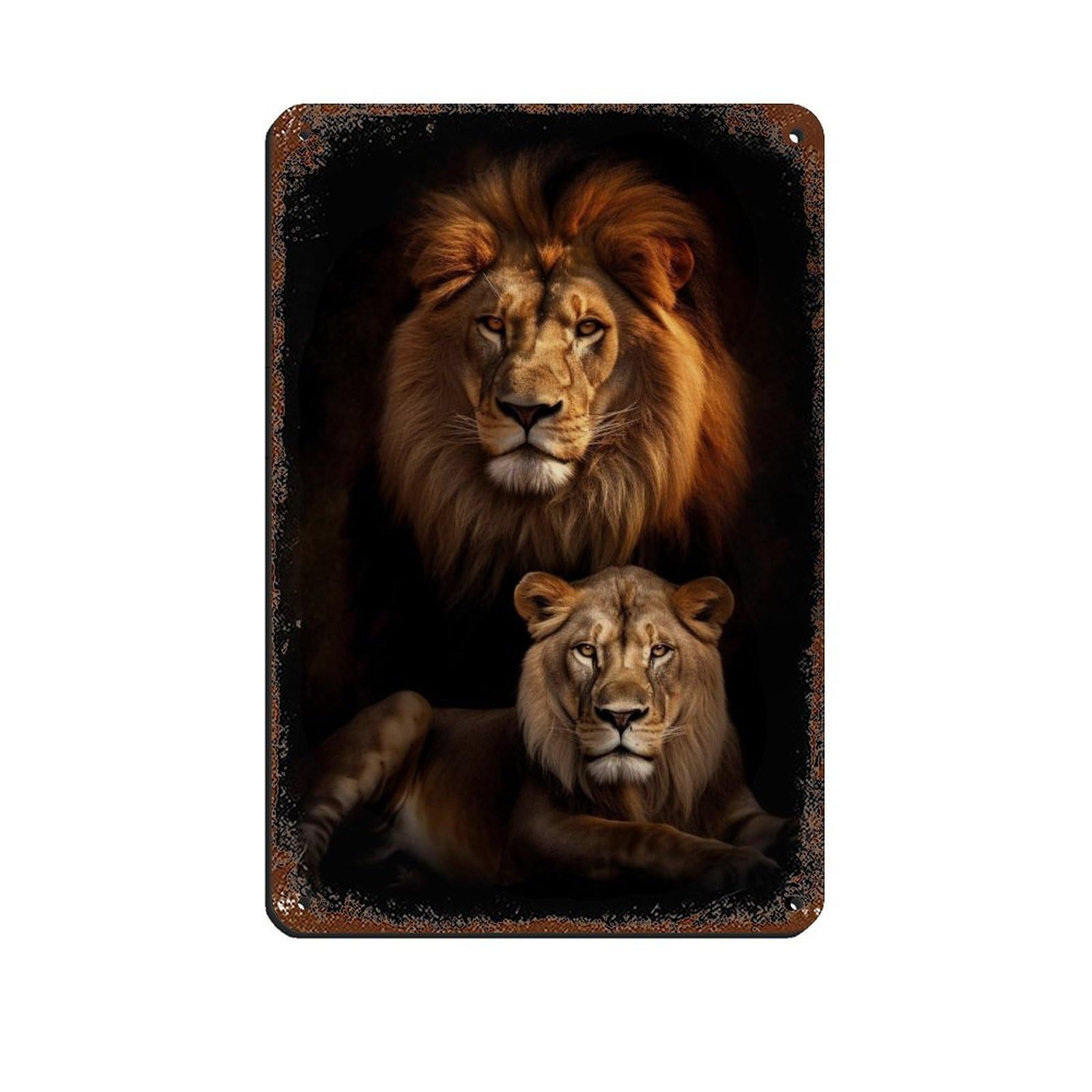 Lxwnze 20L X 30W Cm Lion And Lioness（1） Tin Sign Vintage Metal Pub Club Cafe Bar Home Wall Art Decoration Poster Retro 8X12inch(20X30cm)
