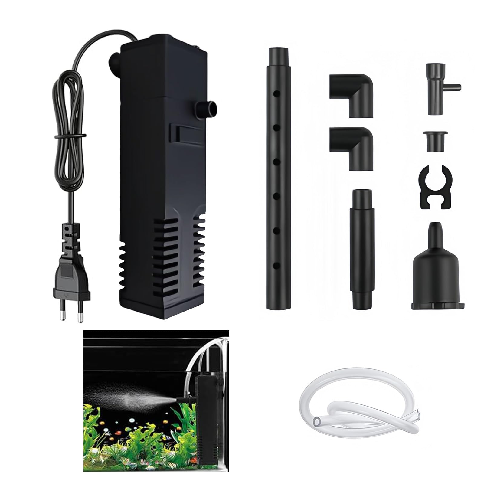 Filtre Intérieur pour Aquarium de 20L à 40L, Pompes et Filtres Professionnels pour Aquariums d’Eau Douce et d’Eau Salée, 3 en 1 avec Système de Double Filtration, Installation Facile et Silencieuse