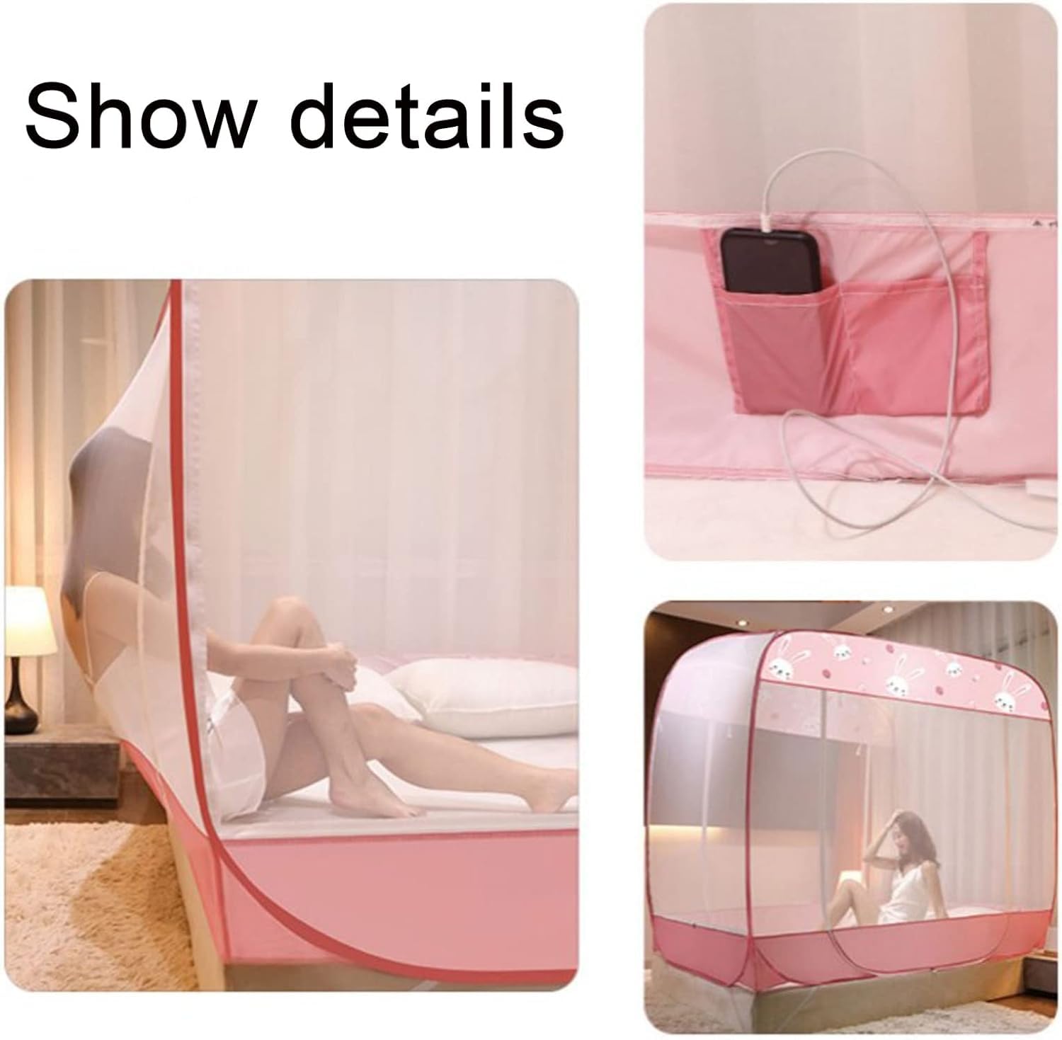 Mosquitera portátil Plegable, antimosquitos, Ideal para Dormitorio y Camping (1,5 x 2 m)