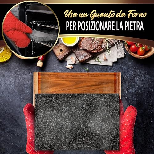Nutrichef Set Grilla In Pietra, Piastra In Lava Per Per Grigliare Carne Con Coltelli In Acciaio Inossidabile, Riscalda E Mantiene Il Gusto - 4
