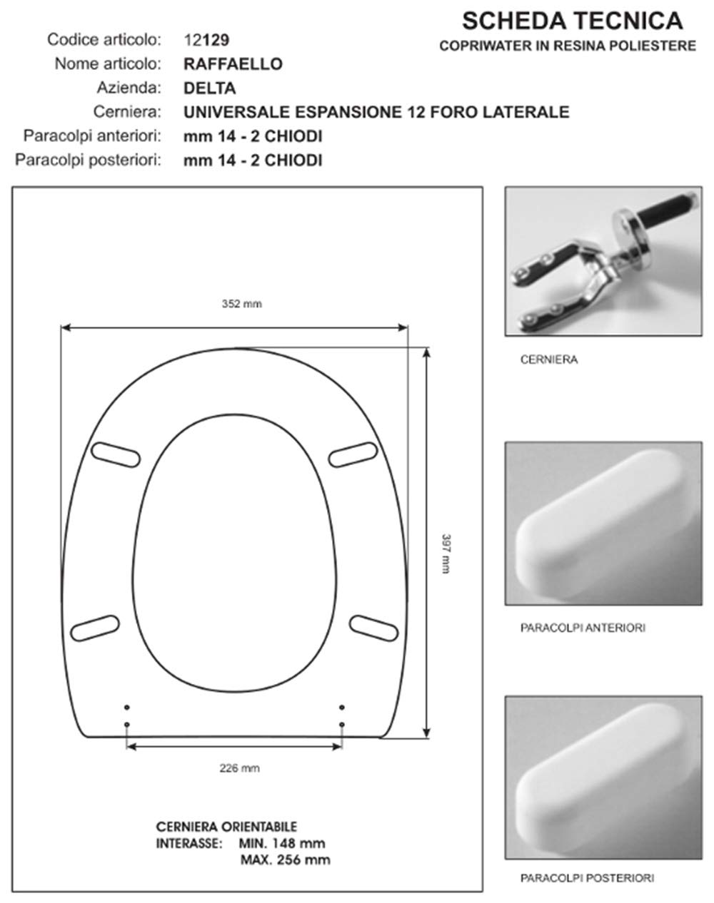 Horganica WC-Sitz, kompatibel mit der Serie Raffaello Azienda Delta
