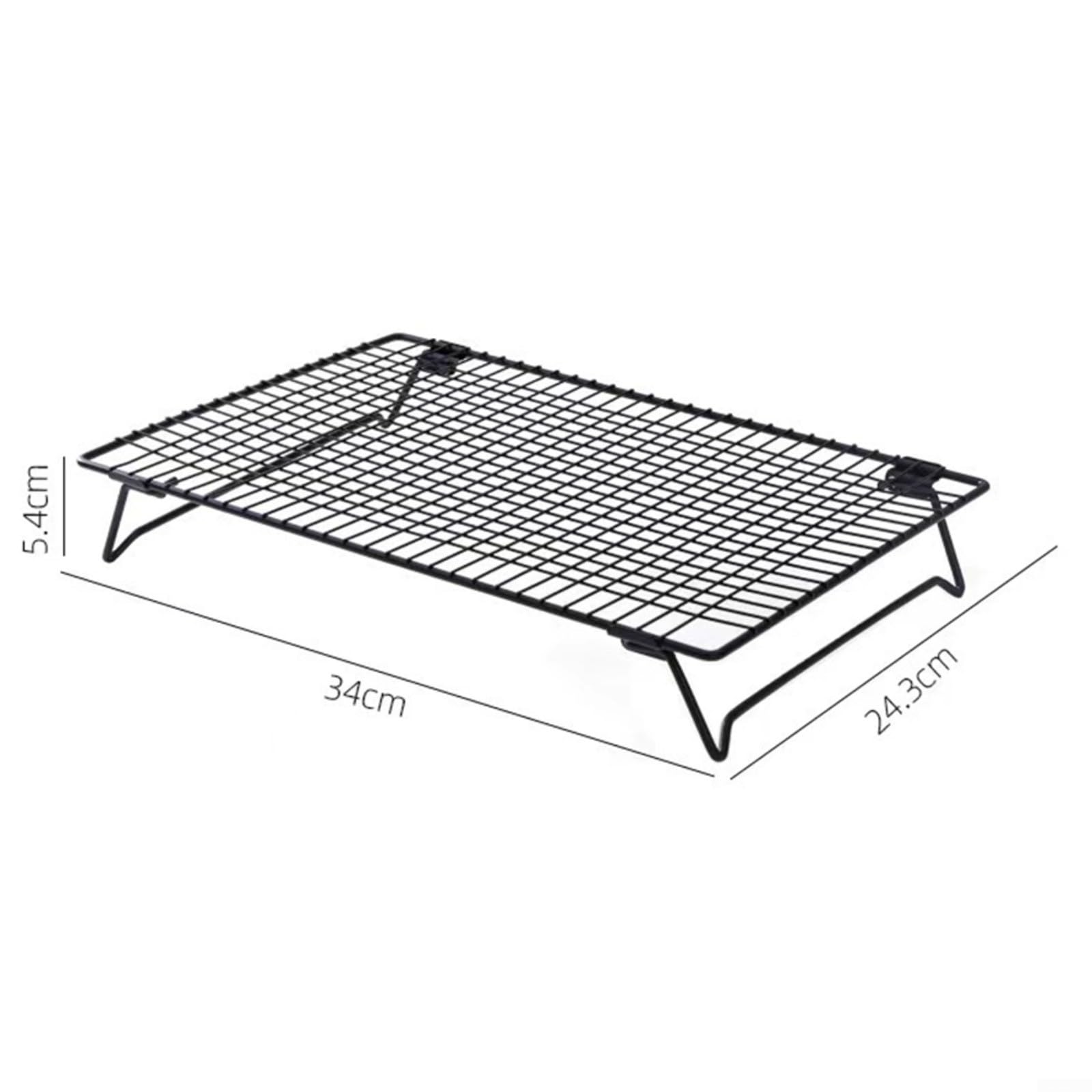 Set di 2 griglie di raffreddamento pieghevoli in acciaio inox, colore nero, antiaderenti, per pasticceria, design impilabile, salvaspazio, con più livelli di raffreddamento, lavabili in
