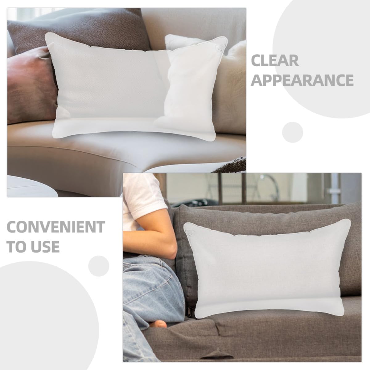 NUOBESTY Cuscino Gonfiabile per Campeggio in Pvc Bianco, Riempimento Decorativo e Pieghevole, Cuscino Portatile per Campeggio e Uso Esterno
