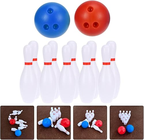 Miniatura 2 de Toyvian Juego de 2 bolas de bolos en miniatura para casa de muñecas en miniatura, juego de bolos, mini juguete de mesa de escritorio para decoración