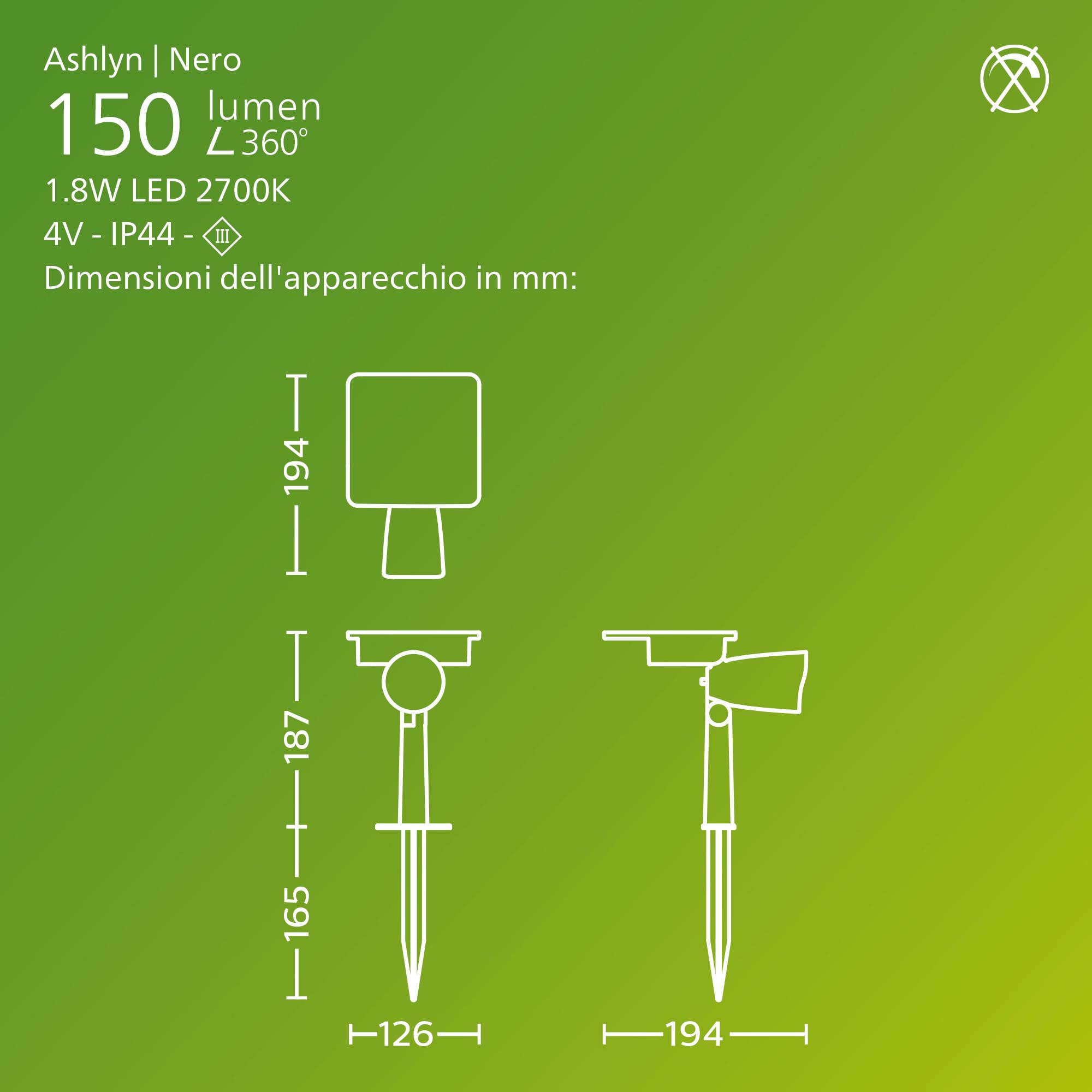 PHILIPS Ashlyn Faretto/Lampada da Parete Solare per Esterni, 2700 K, 150 lm, Nero