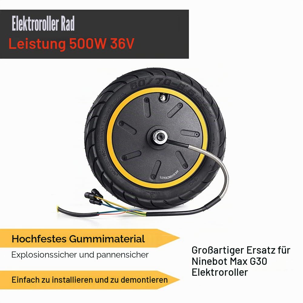 Elektro Roller Motor,60/70-6.5 Motor Elektroroller 36V 500W Motorrad für Max G30 Elektroroller Hinterrad Reifen Motor Reparatur Ersatzteil