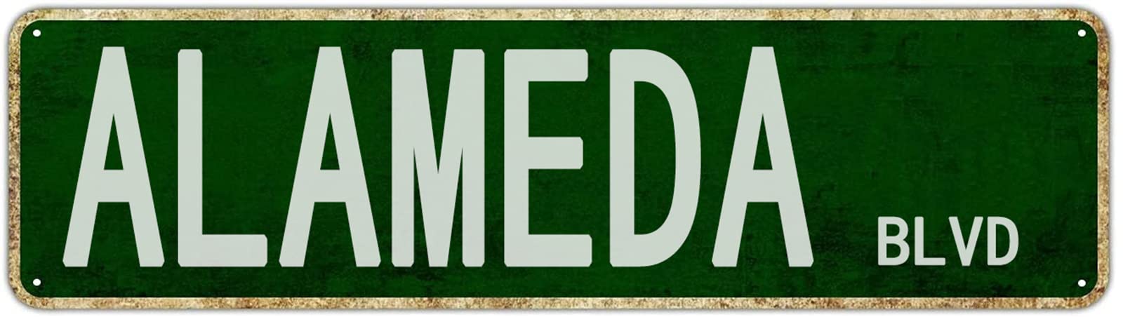 Alameda Boulevard Retro Tin Signs Aluminum Metal Sign Gift for Home Kitchen Restaurants Garden Wall Barn Door Hanging Decor 4x16 Inch