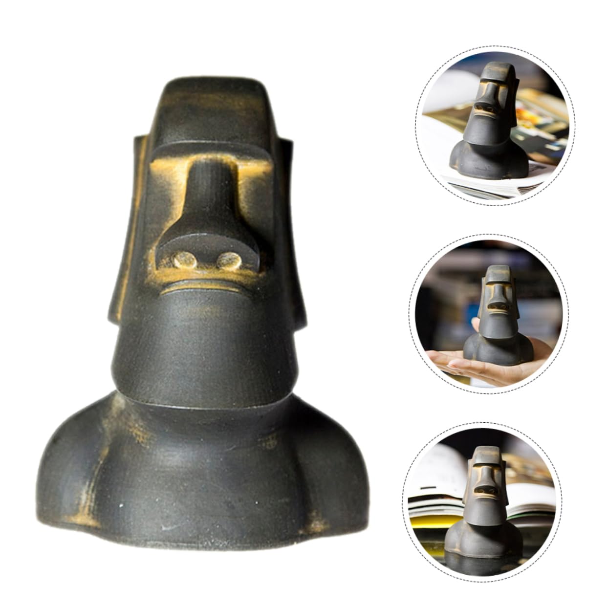 Didiseaon Statua Moai in Miniatura Decorazione in Resina Isola Pasqua Scultura Da Scrivania Per Testa Moai