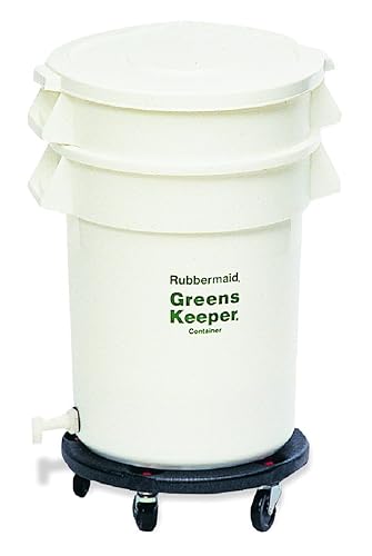 Rubbermaid Commercial verdes Keeper contenedor de alimentos con tapa y Dolly 32Galón Blanco fg263600wht