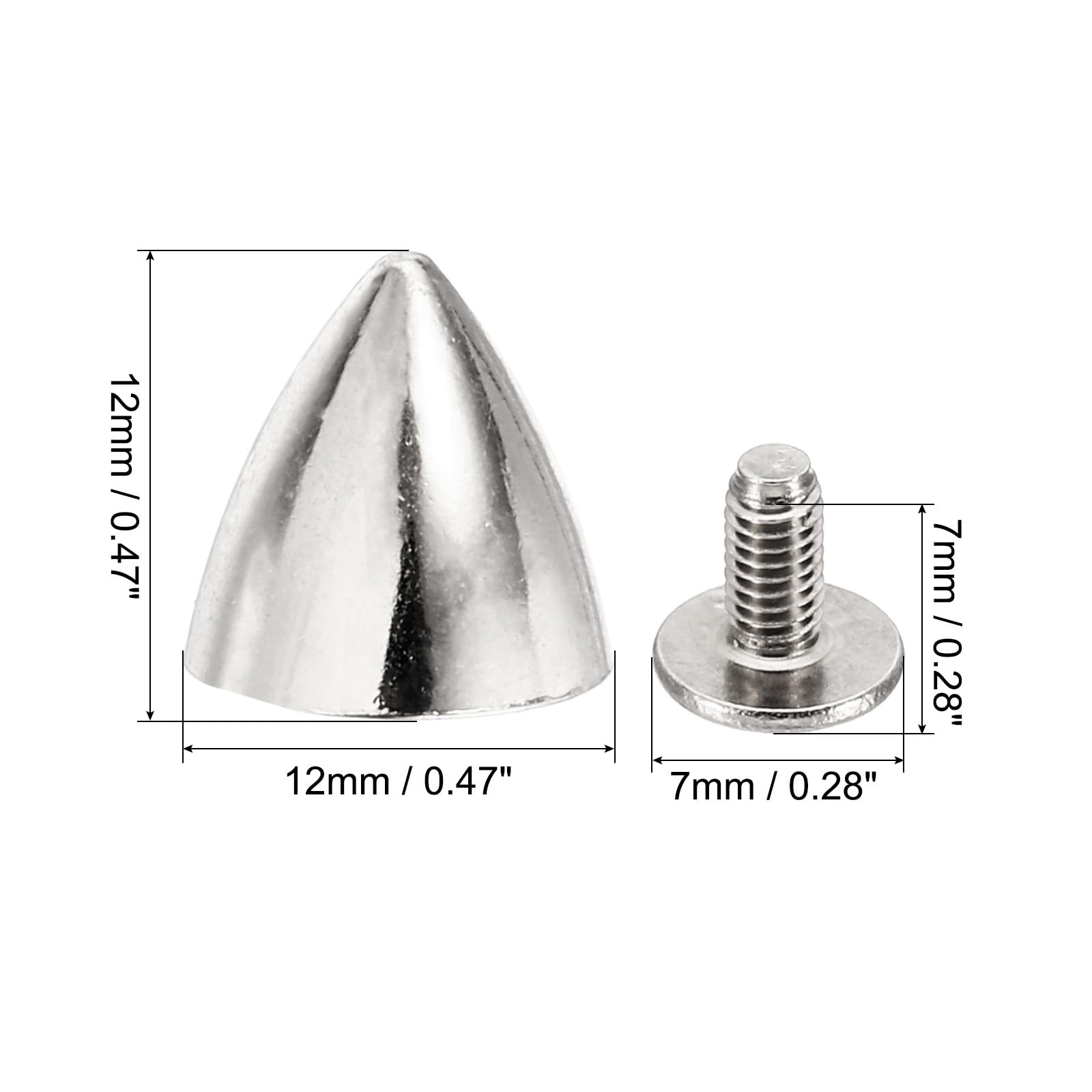 PATIKIL 12mm Studs for Clothing 20 Sets Studs and Spikes Leather Rivets Cone Spikes Metal Screw Studs for Clothing Leather Crafts Fabric Shoes Punk Bag Leathercraft - Image 2