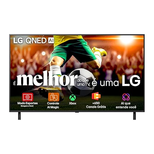 Smart TV 4K 65" LG QNED 65QNED80T Processador α5 Ger7 AI Quantum Dot Nanocell Local Dimming Design Super Slim Alexa/Chromecast integrado webOS 24