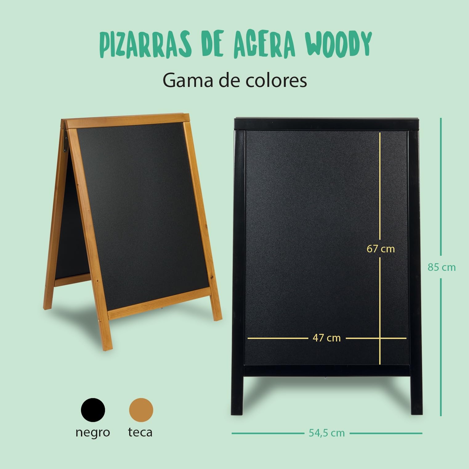 SECURIT Pizarra Caballete Madera Pino Woody 55x85 cm Negro