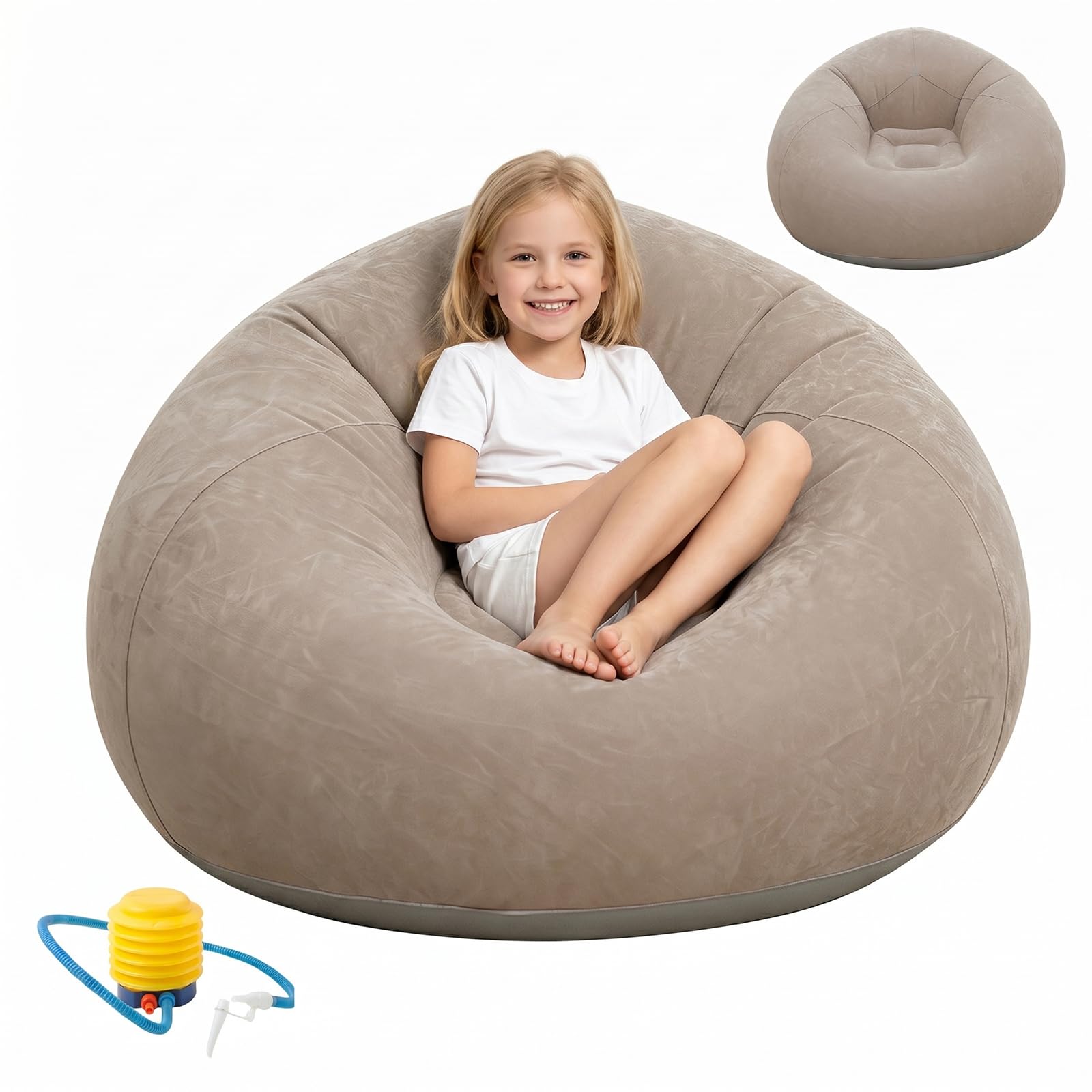 Tragbares & Wasserdichtes Luftsofa für Outdoor, Aufblasbarer Sessel Sitzsack, Camping, Strand, Pool und Reisen | Aufpumpen, Tragbar, Bequem (Grau)