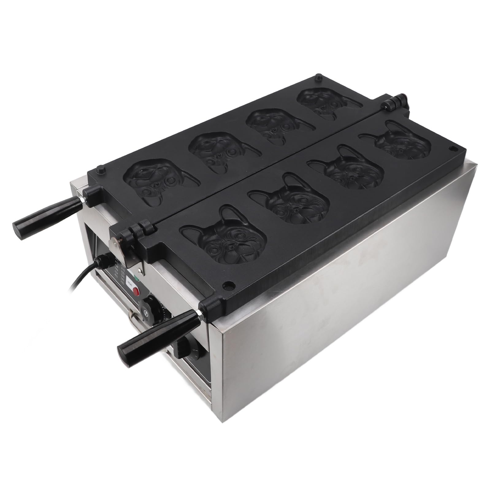 Elektryczna Gofrownica, Komercyjna Gofrownica o Dużej Mocy, Szybkie Nagrzewanie, Nieprzywierająca 8 Form w Kształcie Buldoga na Stoisko z żywnością (Wtyczka UE 220 V)