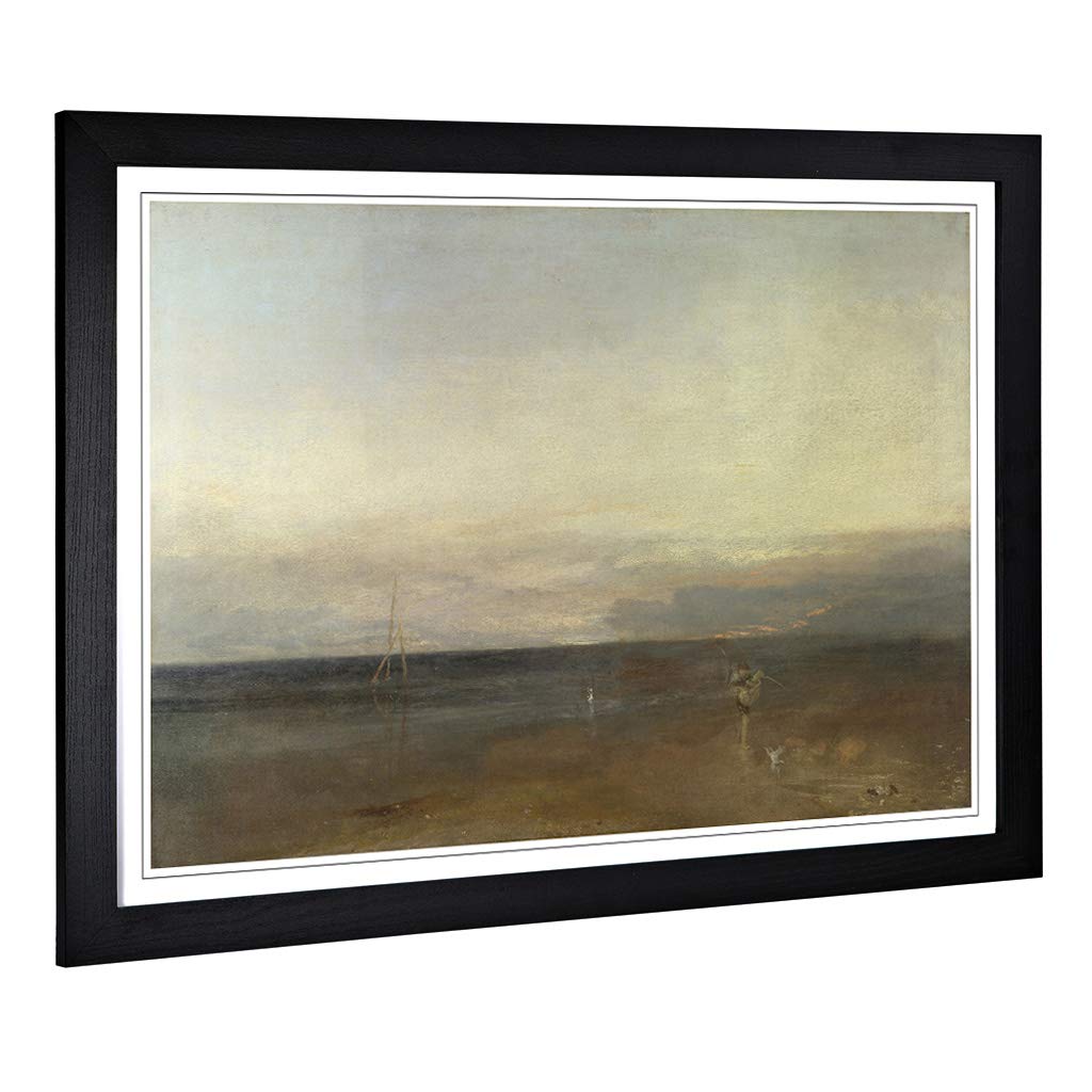 Big Box Art Framed Print of Joseph Mallord William Turner Burning The House of Lords Landscape (2) Design | Wall Art Picture| Home Decor for Living Room, Bedroom, Black, A2 / 24.5x18 Inch / 62x45cm