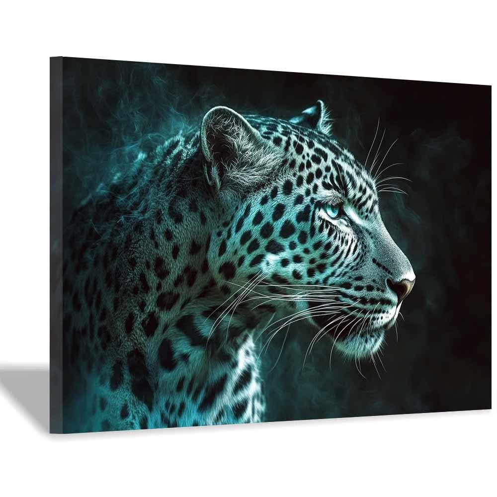 JOSUE Animal Canvas Wall Art Bathroom Leopard Artwork Landscape Painting Picture Modern Wall Art for Living Room Bedroom Home Office Kitchen Decor(Black 44)-50x70cm Framed