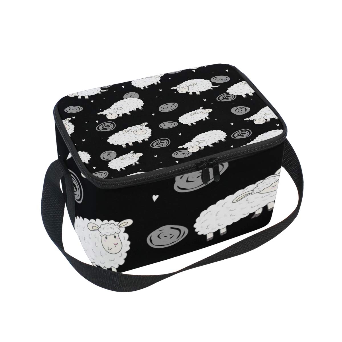 Use7 Funny Sheep Heart Love Insulated Lunch Bag Tote Bag Cooler Lunchbox for Picnic School Women Men Kids