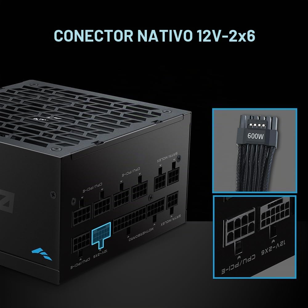 SAMA G1000 1000W Gold, ATX 3.1, PCIe 5.1, Full Modular, Negro | Certificada 80 Plus Gold, Cybenetics y Condensadores Japoneses, Ventilador FDB Silencioso 140mm, Modo ECO, PSU Gaming