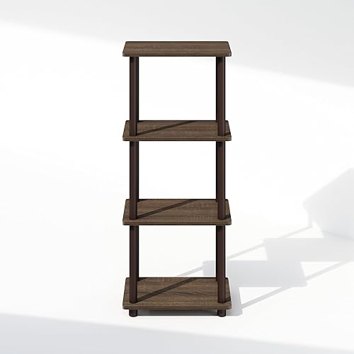 Miniatura 6 de Furinno Turn-N-Tube - Mesa auxiliar de 3 niveles, mesa auxiliar, nogalmarrón