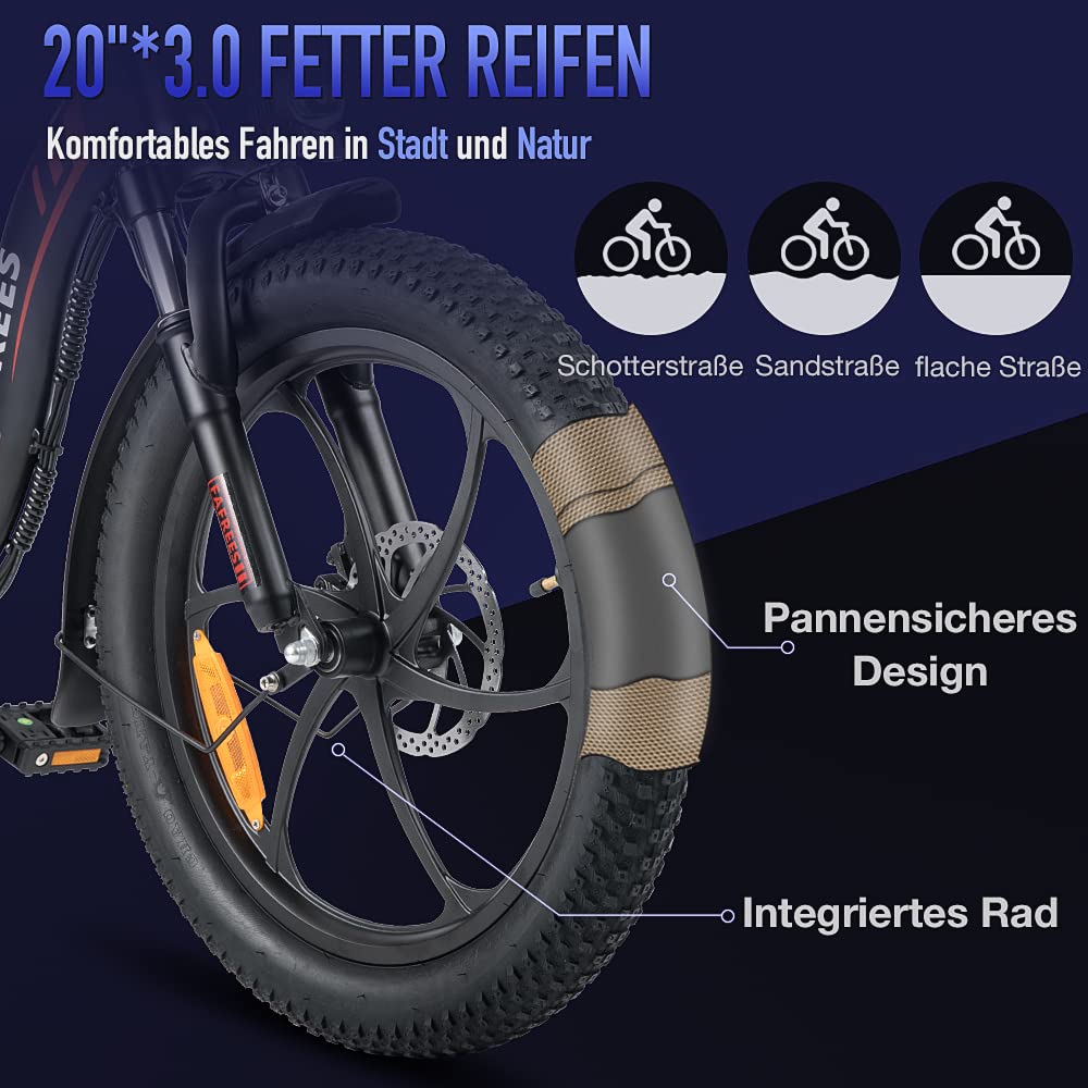 Fafrees F20 Ebike Klapprad 20 Zoll, Elektrofahrräder E Bike Herren Damen 250W 25km/h, City E-Bike 2026 Upgrade 36V 18Ah/20Ah Akku Reichweite 140km, E-Fahrrad 3.0 Fat Tire