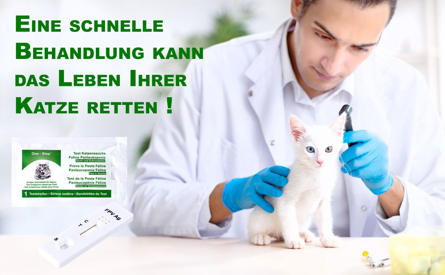 One Step Panleukopenie-Schnelltest I Test Katzenseuche I FPV - Infektion Test I Test Katzenstaupe I Parvovirus Test I Nachweis felines Antigen (FPV Ag)
