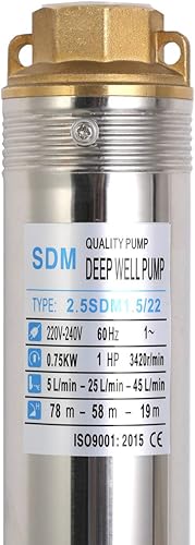 Miniatura 2 de Bombas sumergibles 2.5 "OD Pipe 220V60HZ 0.75KW 1HP Acero inoxidable 1" Salida Bomba sumergible de pozo profundo Bomba de pozo profundo con caja de