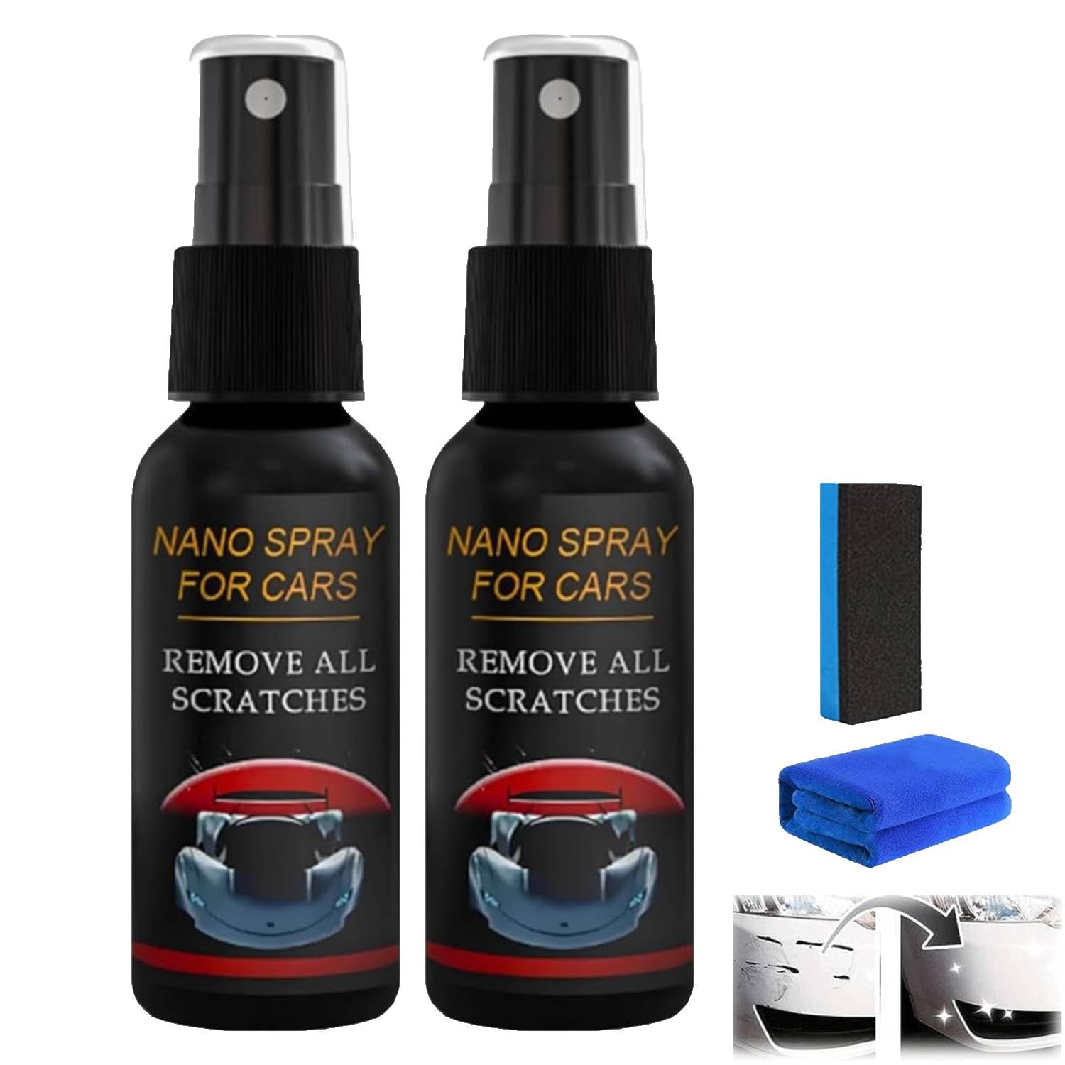 NurafixAuto Spray Kratzer Entfernen,Quick Effect Coating Agent for Car,Scratch Remover Auto,Auto-Beschichtungs- Sprays für Glanz und Schutz,Nano-autospray Auto Kratzer Entferner Remove Scratches (2PC)