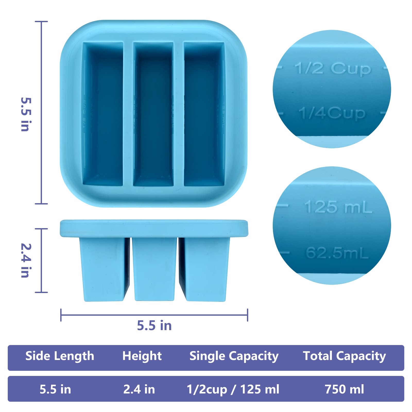 Kinggrand Kitchen 1-Cup Silicone Freezer Tray with Lid - 1 Pack - Make 4  Perfect 1-Cup Portions - Easy Release Molds for Food Storage & Freeze Soup,  Broth, Stew or Sauce - Yahoo Shopping