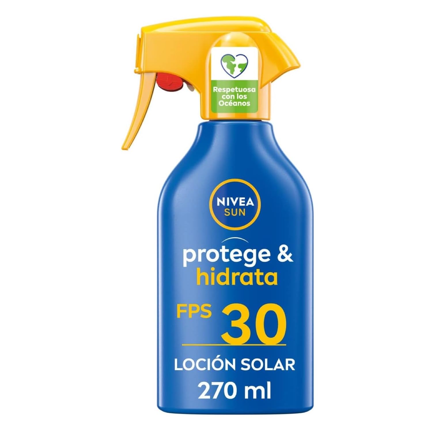 NIVEA SUN Protege & Hidrata Spray Solar FP30 (1 x 270 ml), protector hidratante y resistente al agua con protección UVA/UVB, protección solar alta en formato pistola