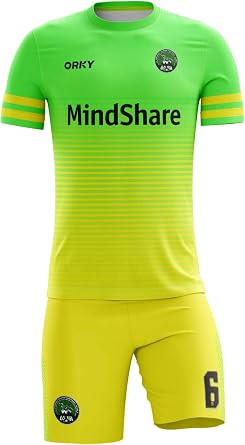 ORKY Personalized Soccer Jersey Short, Men Customize Name Number Logo Uniform, Professional Football Team Kit Stripe