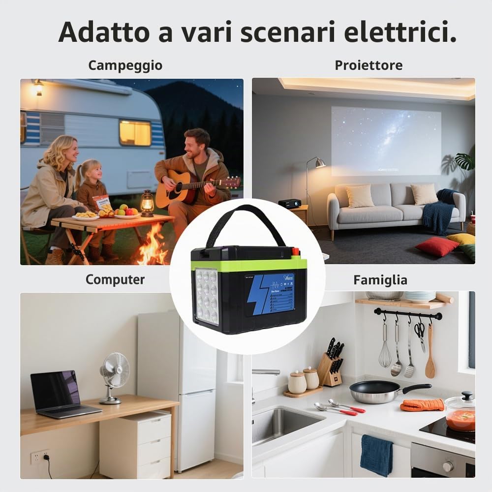 Anern 192Wh Power station portatile, con lampada LED da campeggio, include 2 lampadine illuminanti, batteria LiFePO4, uscita 230V AC/DC/USB, adatta per campeggio, attività all'aperto e emergenze.