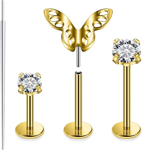 Xnsjeyy 16G Astm F136 Titanium Threadless Flat Back Earrings