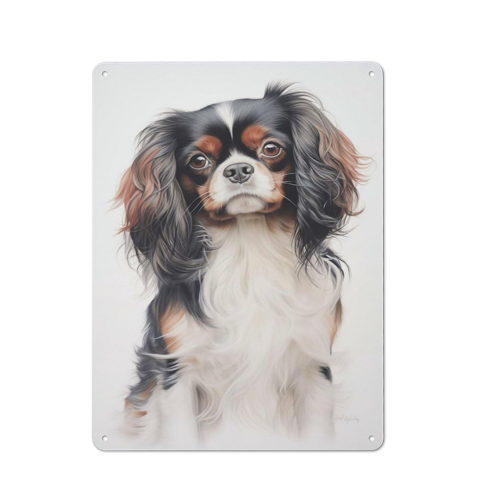 Junmoney Toy Spaniel Portrait Metal Wall Sign 40X30cm Featuring For Bar Or Restaurant, For Bar Decor Enthusiasts