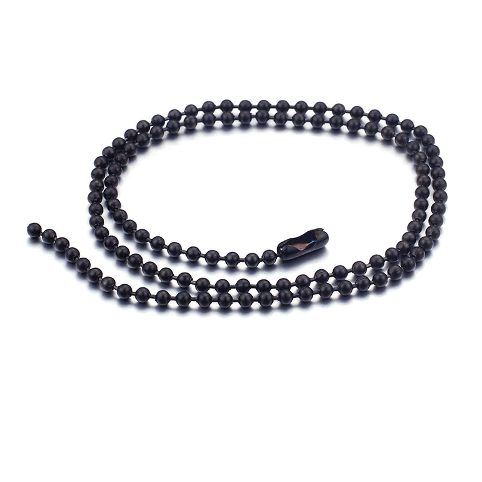 Bola de Cuentas de Acero Inoxidable, Collar de Enlace de Cadena Negra para Mujeres 45cm-76 cm