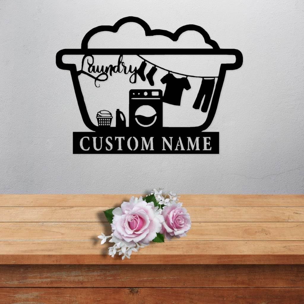 Personalized Laundry Room Metal Sign - Custom Wall Decor for Home, Handmade Style Laundry Signs, Gifts for Her