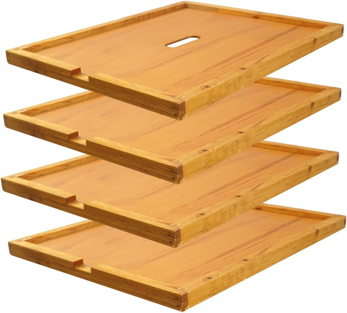 4 Pcs Beehive Inner Covers for 10 Frame Bee Hive Inner Cover Dipped in 100% Beeswax Beehive Insulation Ventilation Inner Cover 10 Frame Beehive Beekeeping Tool with Side Notch